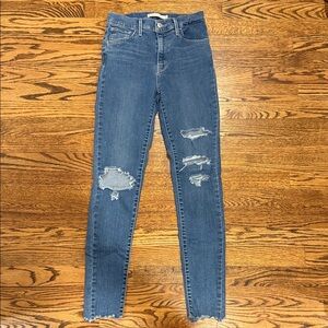 Levi's Blue Ripped Skinny Jeans for Women-720